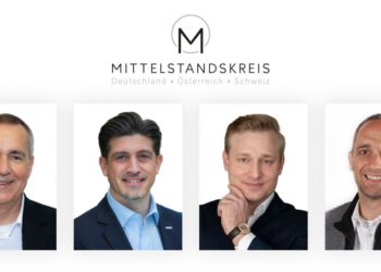 Dirk Wittmer, Sebastian Allert, David Haefeli und Volker Meier sind die aktuellen Vorstandsmitglieder des Mittelstandkreises (v.l.n.r.). © Mittelstandskreis