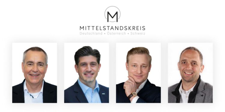 Dirk Wittmer, Sebastian Allert, David Haefeli und Volker Meier sind die aktuellen Vorstandsmitglieder des Mittelstandkreises (v.l.n.r.). © Mittelstandskreis