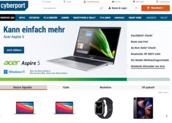 Webseite Cyberport mit Acer-Notebook