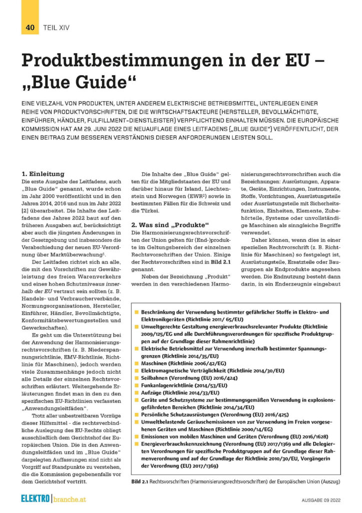 Produktbestimmungen in der EU – „Blue Guide“