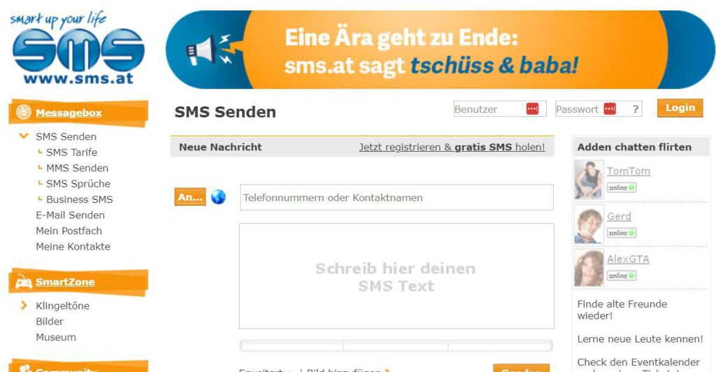 Die Plattform sms.at schließt nach 24 Jahren ihre Pforten