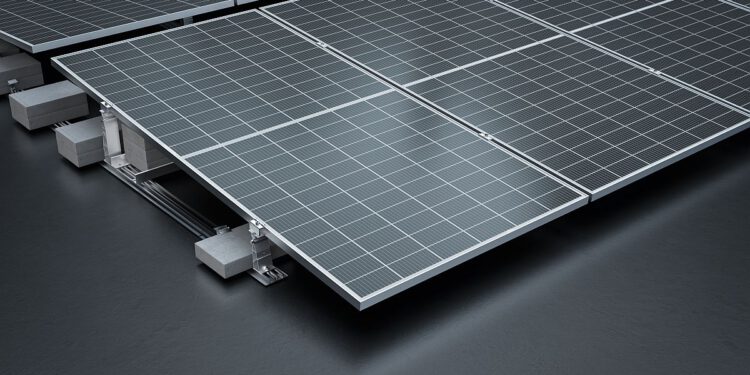PV-Flachdachsystem für Installationen im Hochformat