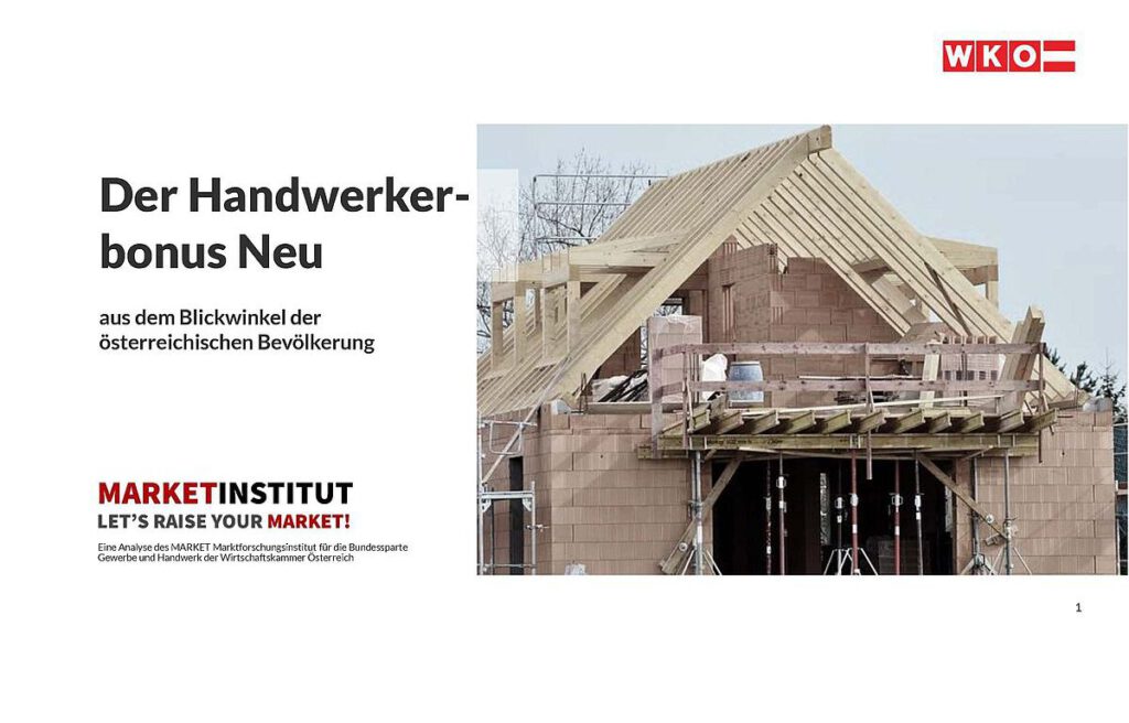 WKÖ-Umfrage: 37 % der Österreicher:innen werden den neuen Handwerkerbonus nutzen