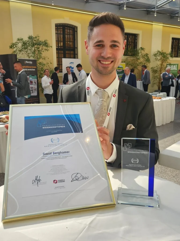 David Berghamer erhielt den österreichischen Wissenschaftspreis des Handelverbands