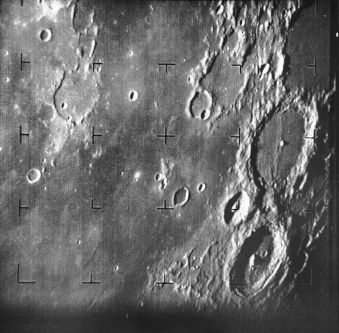 Aufnahmen von Ranger 7 vor seinem Aufprall auf den Mond. (31. Juli 1964)