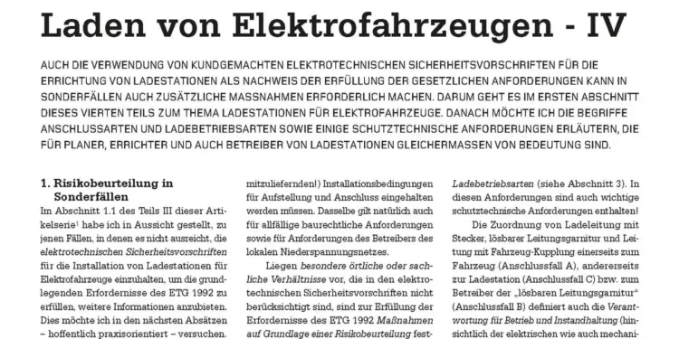 Fachbeitragsserie: Laden von Elektrofahrzeugen - IV