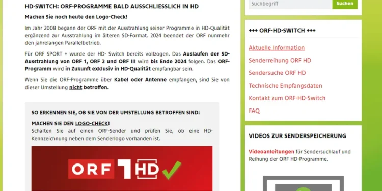 ORF HD Info-Webseite