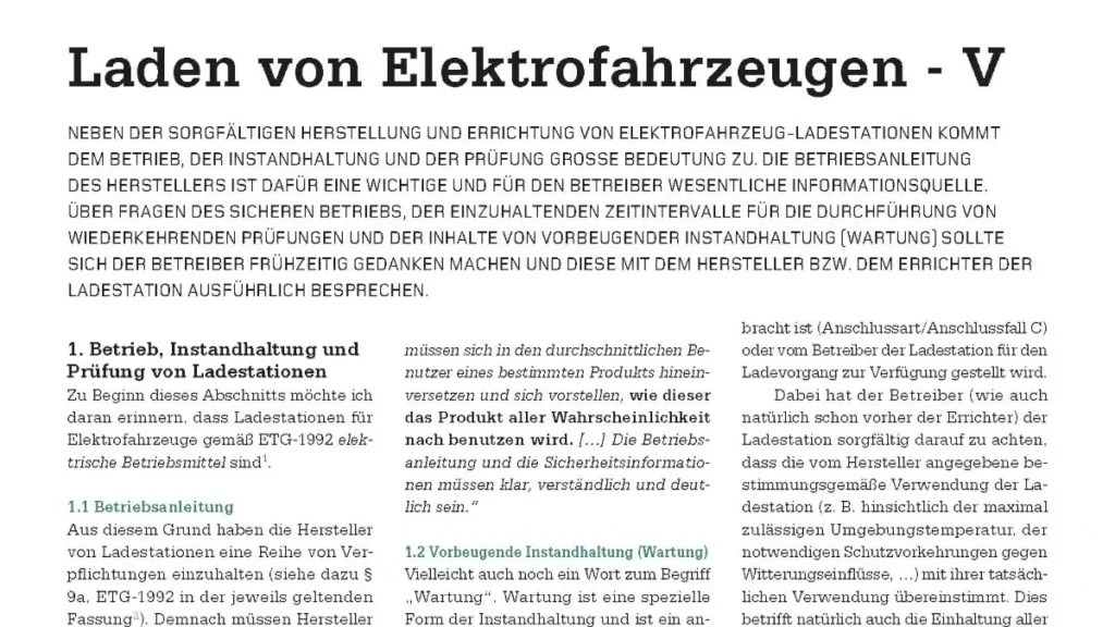 Fachbeitragsserie: Laden von Elektrofahrzeugen – V