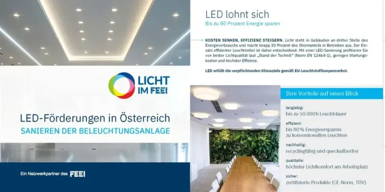 FEEI-Folder für LED-Förderungen in Österreich