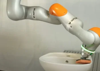 Putzroboter schrubbt auf der TU Wien