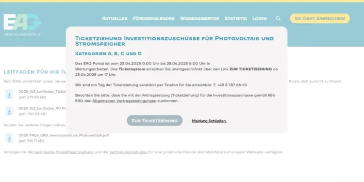 Das EAG-Portal wird derzeit im Hintergrund auf den neuesten Stand gebracht. Das Ziehen der Tickets sollte aber problemlos funktionieren. © OeMAG