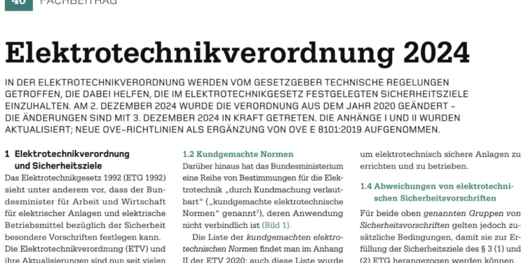 Alfred Mörx Elektrotechnikverordnung 2024