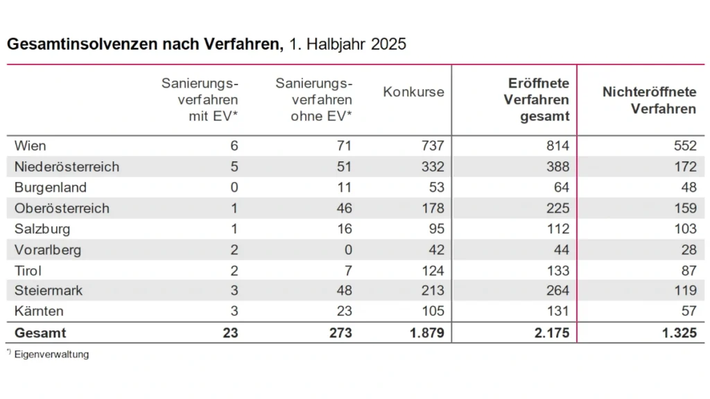 Insolvenzen Verfahren 1. Halbjahr 2025 insolvenz