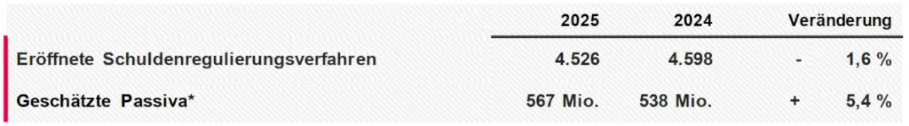 Privatkonkurse Schulden 1. Halbjahr 2025