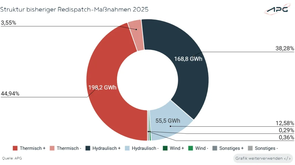 Struktur bisheriger Redispatch-Maßnahmen August 2025