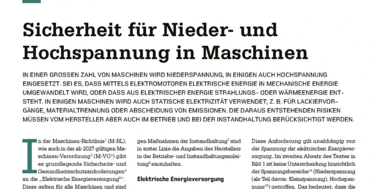 Alfred Mörx Sicherheit für Nieder- und Hochspannung in Maschinen