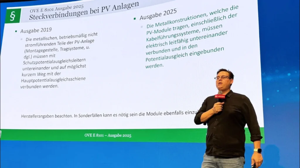 Normenspezialist Bernhard Wilke aus der Bundesinnung klärt bzw. klärte über die Änderungen in der neuen OVE E 8101 Ausgabe 2025 auf.