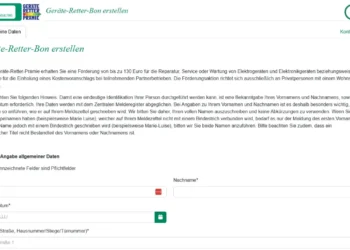Ab heute (12. Jänner 2026) können Konsumenten einen Geräte-Retter-Bon erstellen. © Screenshot