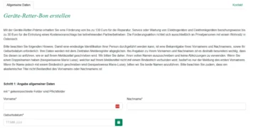 Ab heute (12. Jänner 2026) können Konsumenten einen Geräte-Retter-Bon erstellen. © Screenshot