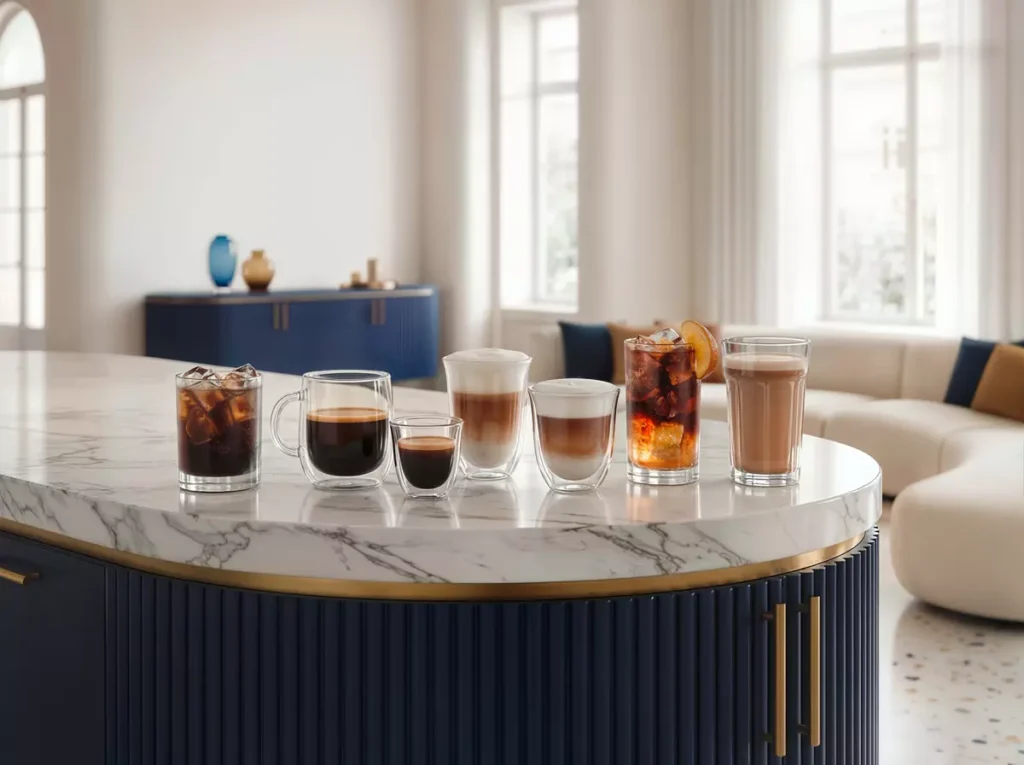 Eletta Ultra mit 50 heißen und kalten Rezepten.