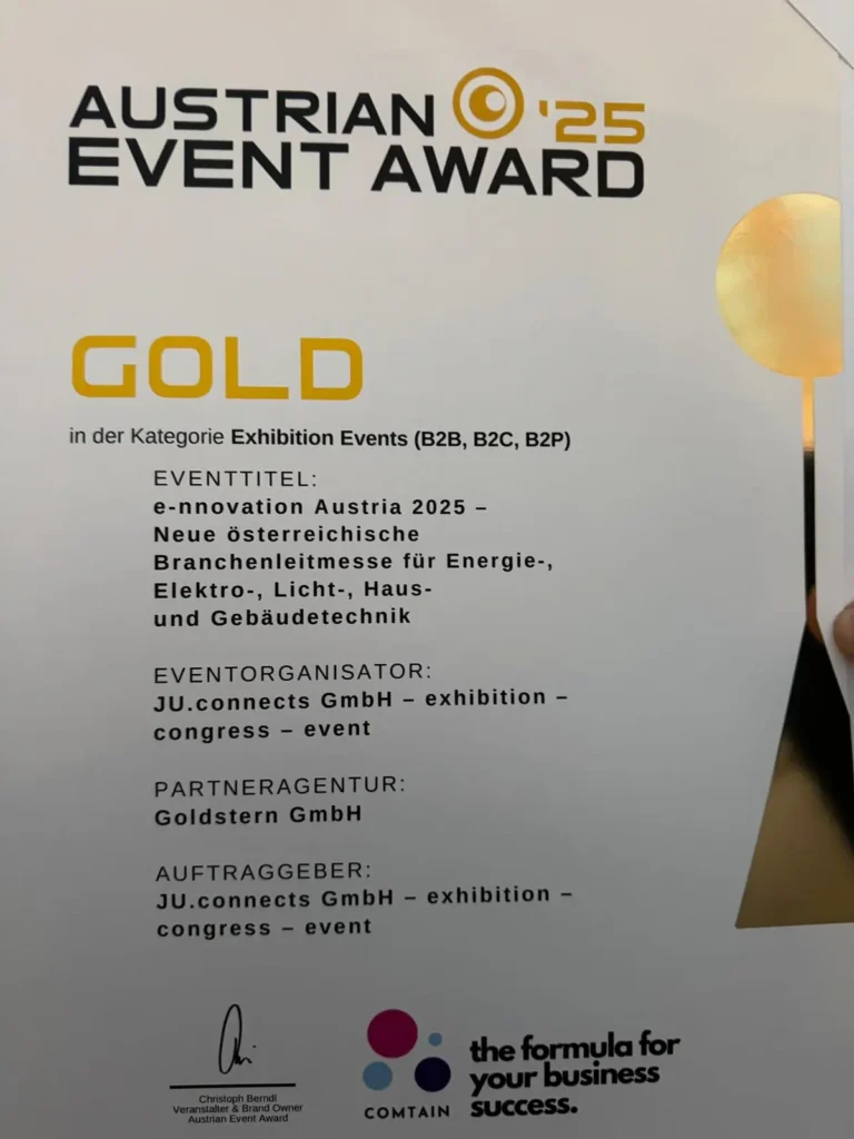 Die e-nnovation Austria 2025 holt Gold beim Austrian Event Award