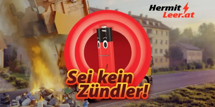 Die gemeinsame Informationsoffensive von EAK, BMLUK, WKO und Kommunen soll ein Umdenken der Bevölkerung bei der Entsorgung von Lithium-Akkus bewirken und gleichzeitig vor versteckten Gefahren in Grußkarten oder E-Zigaretten aufklären.