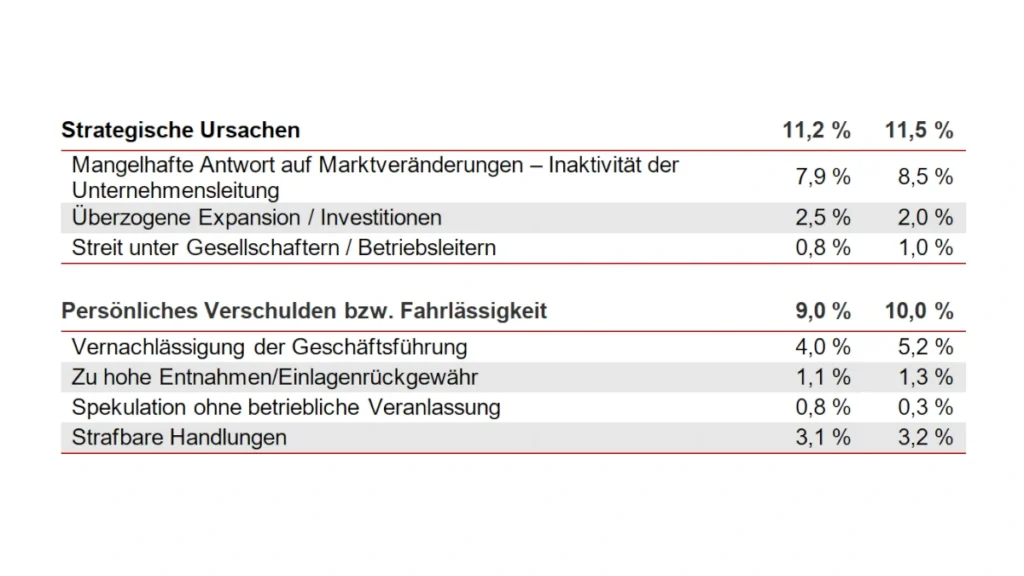 Insolvenursachen 2025 Strategische und Persönliche