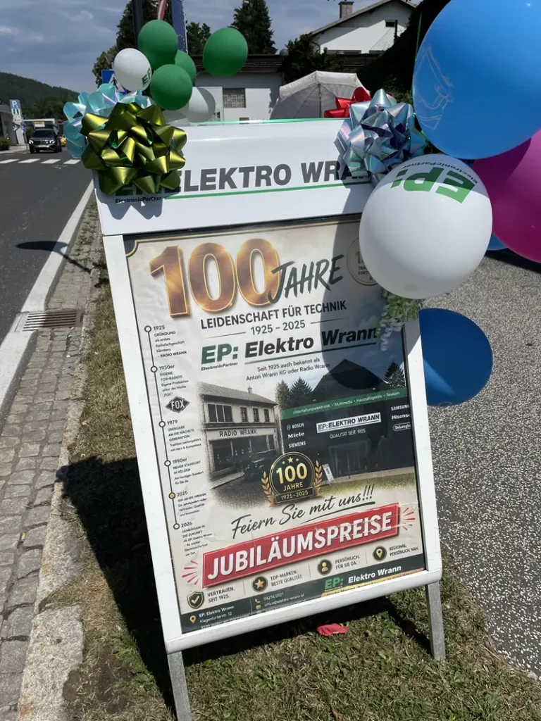 EP:Elektro Wrann – 100 Jahr-Jubiläumsfeier. Plakatständer